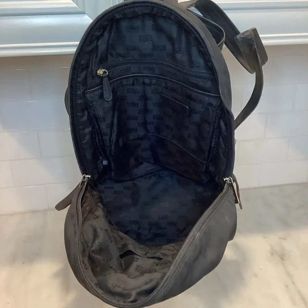 Michael Kors Backpack Jet Set Nylon Black Back Pack Purse Pocketbook Bag